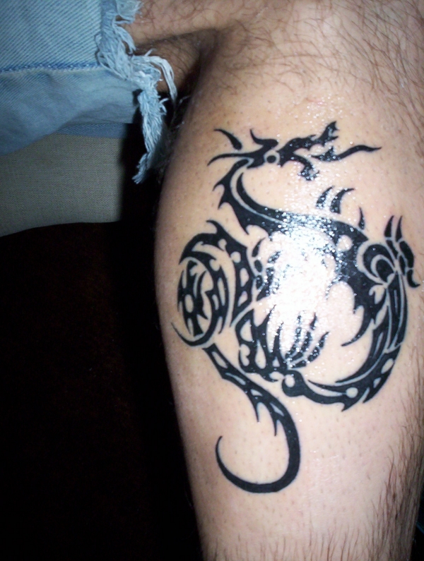 black tribal dragon tattoo