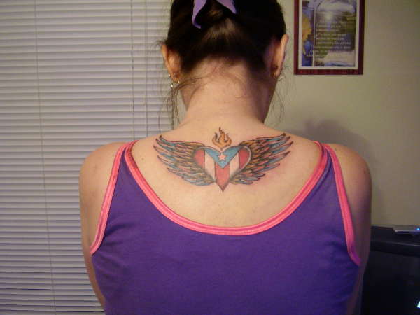 puertoricanheart  with wings tattoo