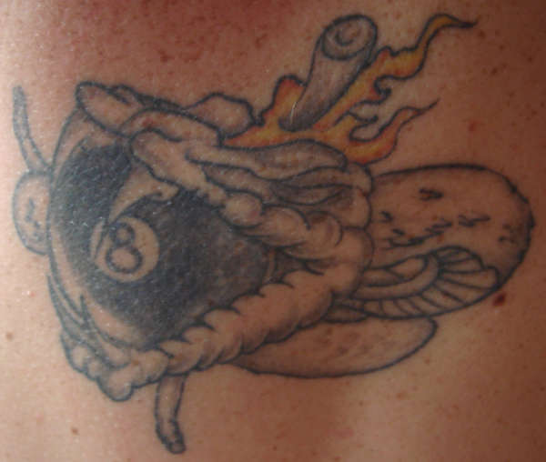 Drunken 8Ball Snake tattoo