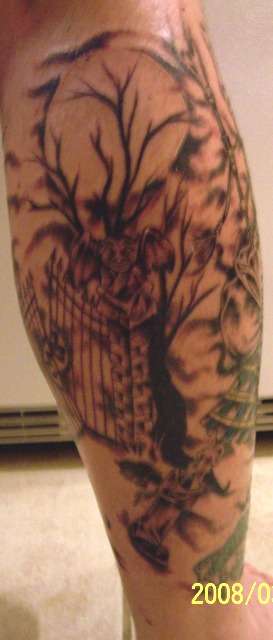 Bagpiping Skeleton tattoo