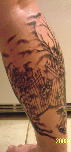Bagpiping Skeleton tattoo