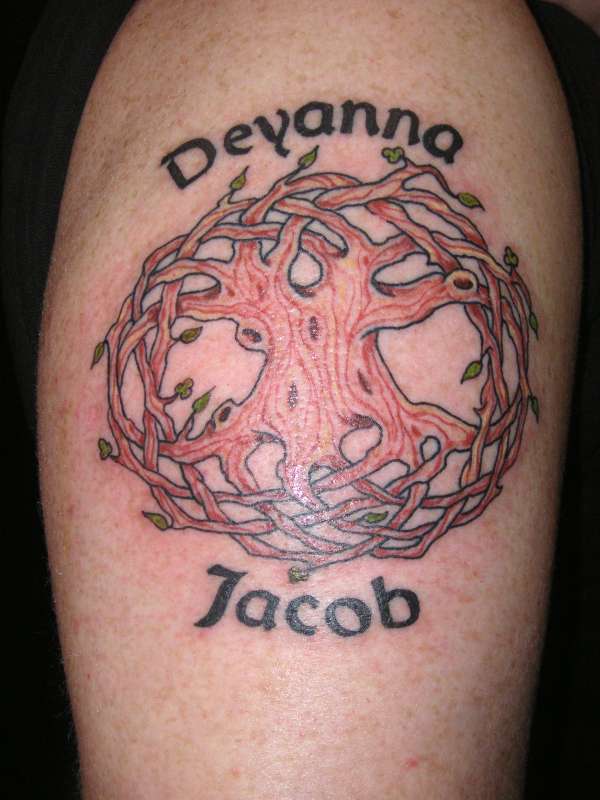 Celtic tree of life w/ kids names tattoo