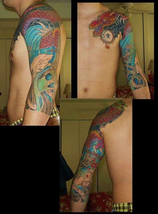 3/4 sleeve and chest tattoo