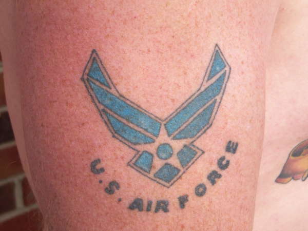 Air force on right arm tattoo