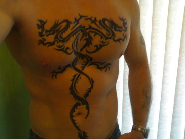 Tribal dragon,Chest ! tattoo