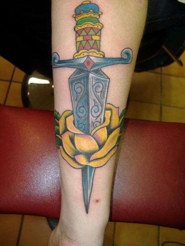 dagger and rose tattoo