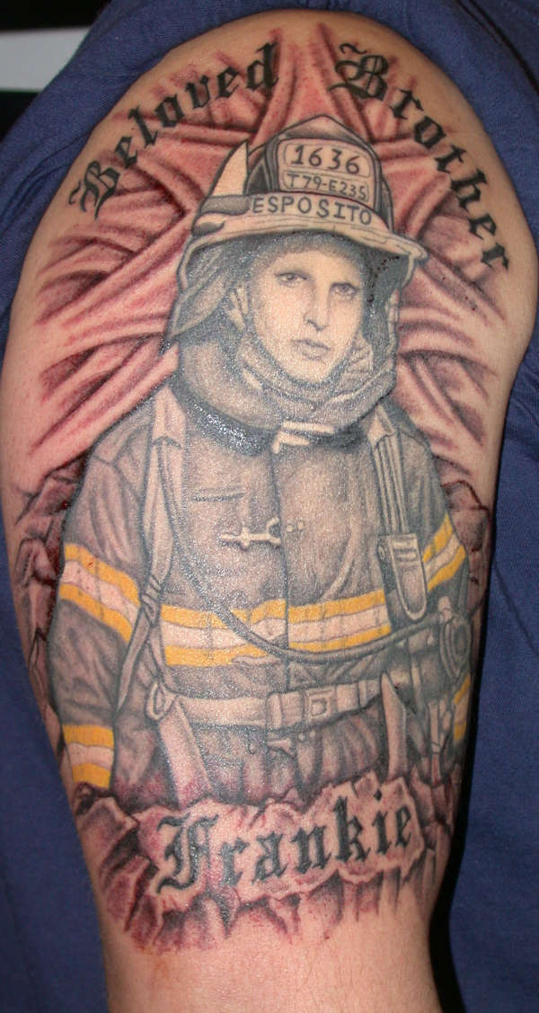 Fireman portait tattoo
