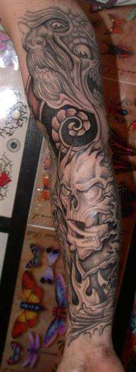 Japanese Black and grey sleeve tattoo