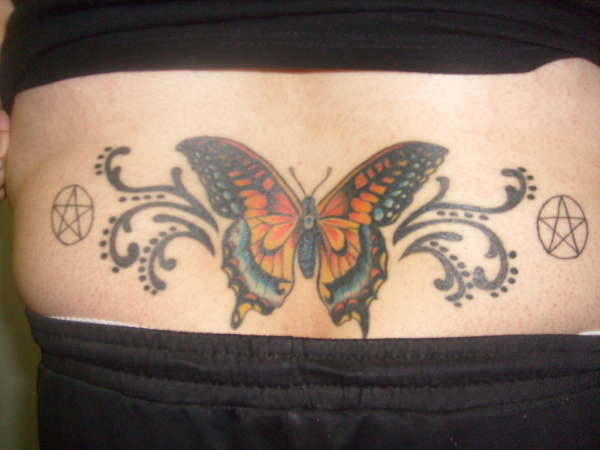 lower back butterfly tattoo