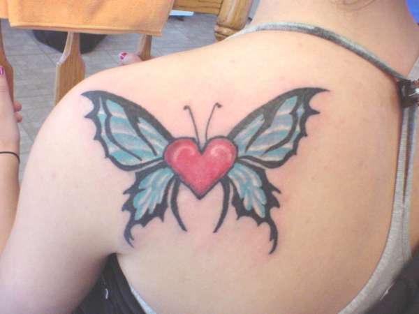 heart w/butterfly wings tattoo