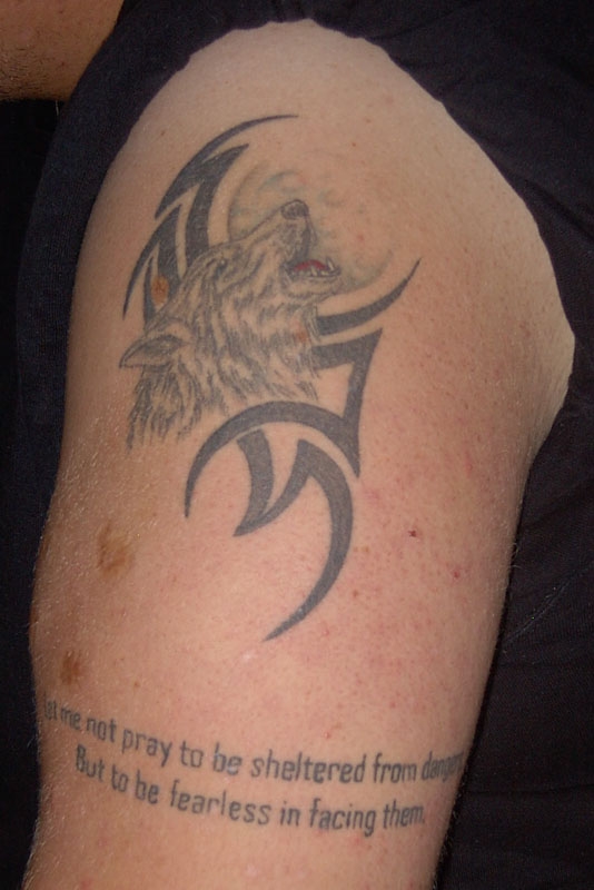Wolf and Prayer tattoo