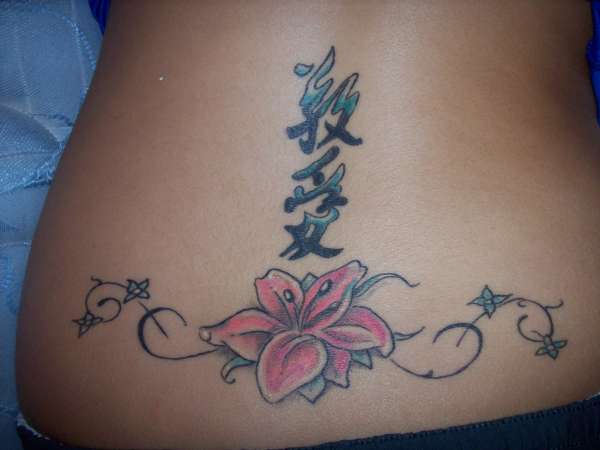 flower and kanji tattoo