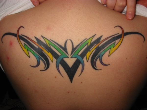 Rainbow tribal tattoo