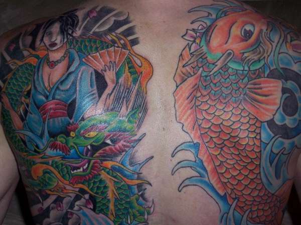 Dragon - Geisha - Koi tattoo