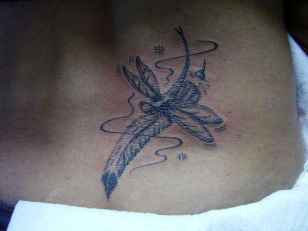 DRAGONFLY WITH A FEATHER tattoo