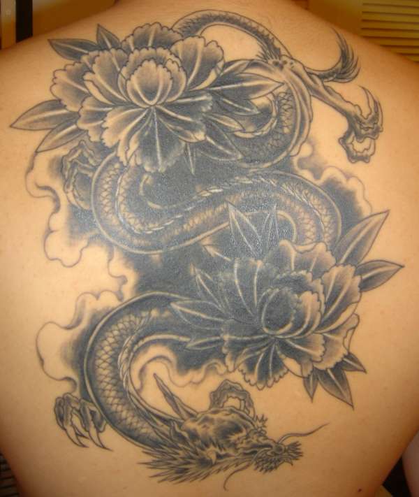 Dragon & Peonies Cover Up tattoo