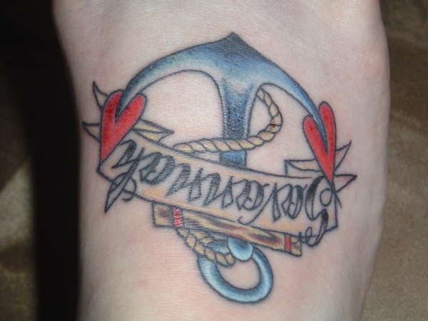 anchor with my daughter's name in it tattoo