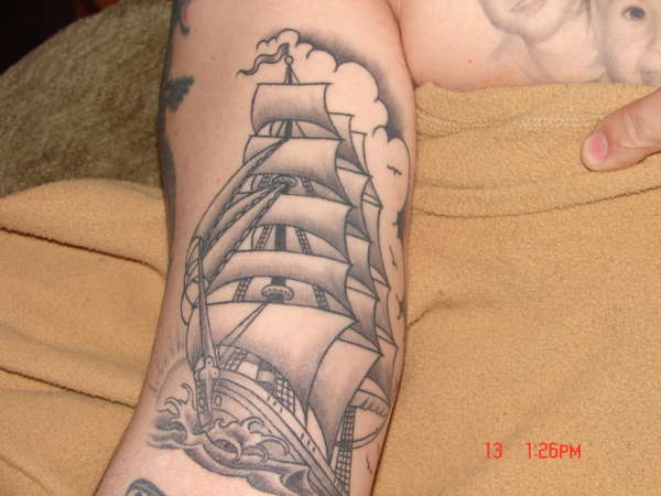 black clipper ship tattoo