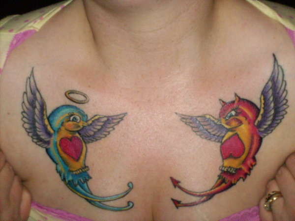 birds coloured tattoo