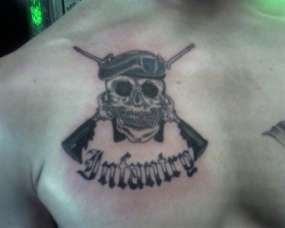 Skull and cross rifles tattoo