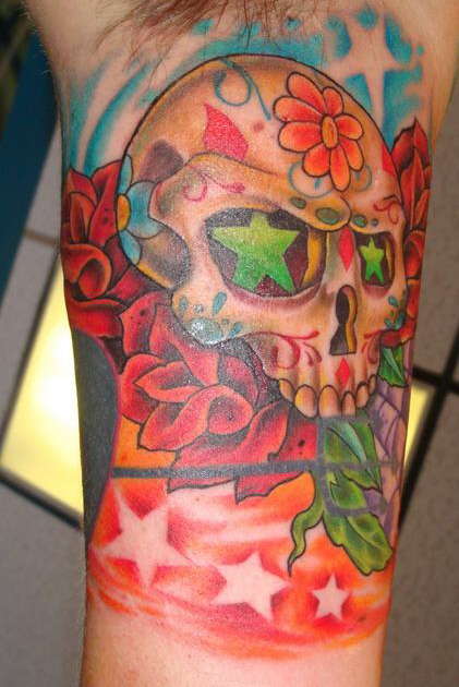 Sugar Skull & Roses tattoo