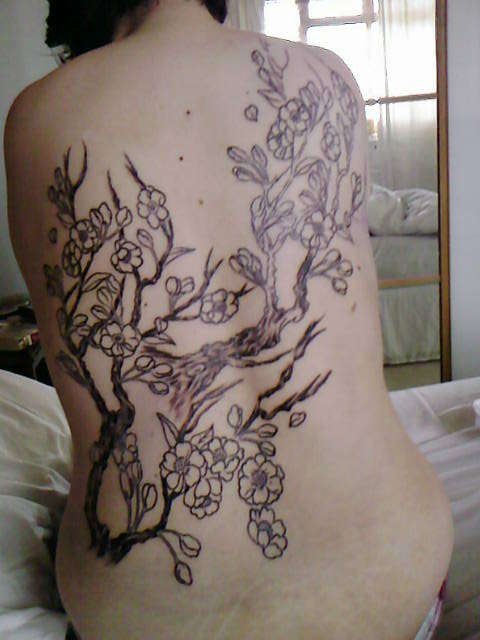 Japanese Blossom Back Piece tattoo