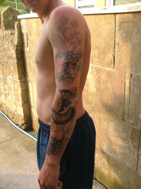 full sleeve in progress tattoo