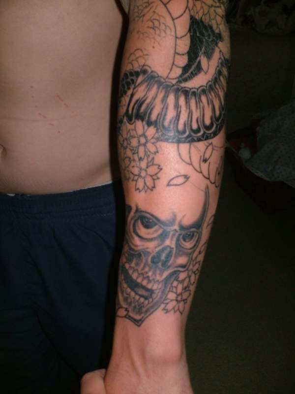 full sleeve in progress tattoo