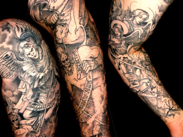 fallen angel half sleeve tattoo ideas