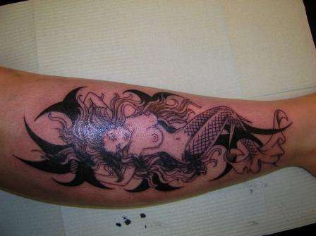 MY MERMAID TAT AND COVER UP BEFORE THE COLOR ! tattoo