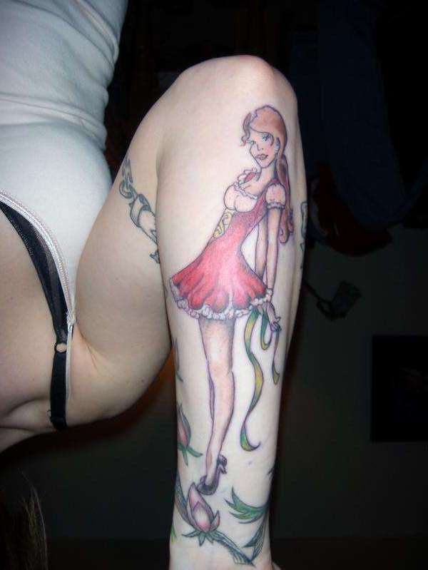 German Girl Pin-up, right side up. tattoo