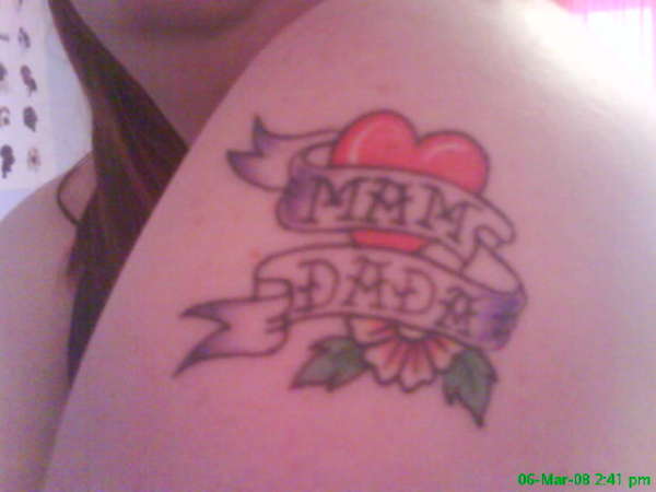 Mam & Dada heart tattoo