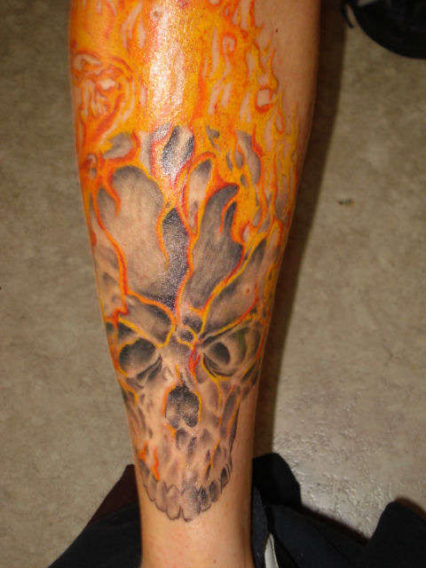 Burning Skull tattoo