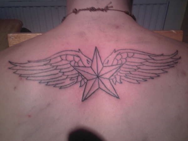 star with wings tattoo
