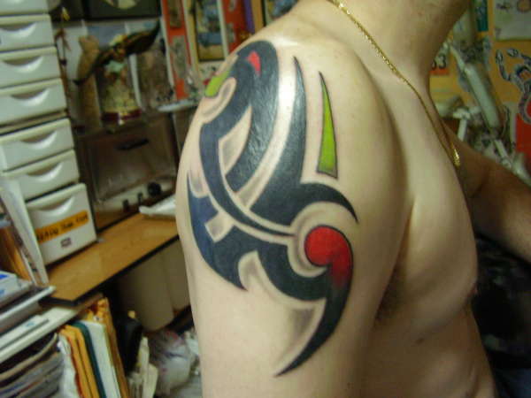 tribal with color tattoo