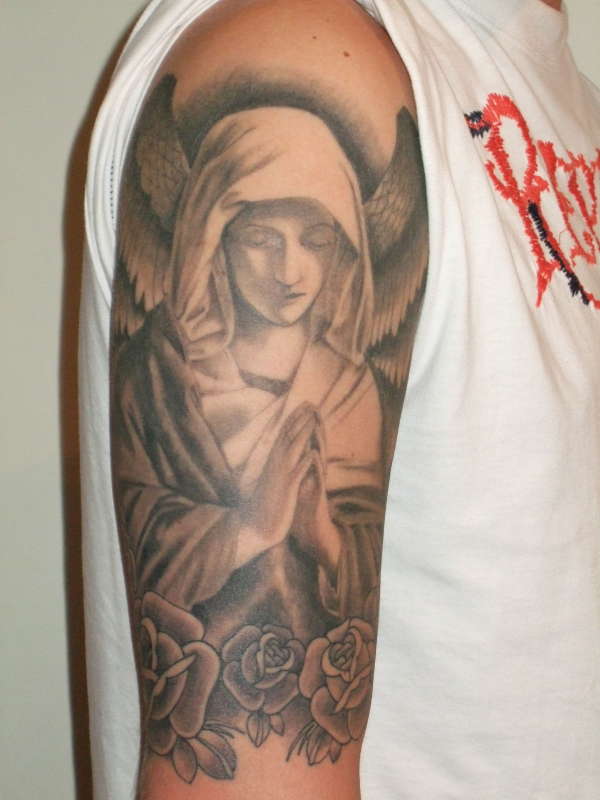 angels tattoos half sleeves