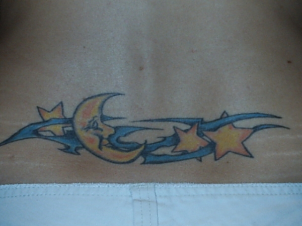 Tribal stars and moon tattoo