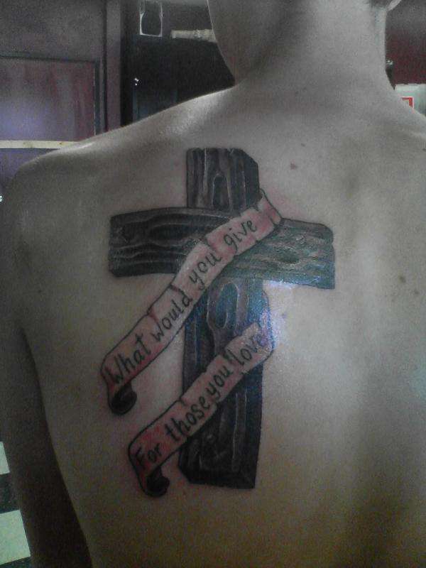 Cross With Banner tattoo