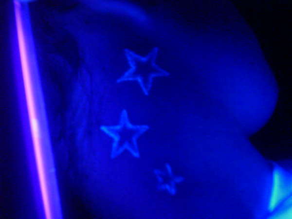 My uv ultraviolet  blacklight neck stars tattoo
