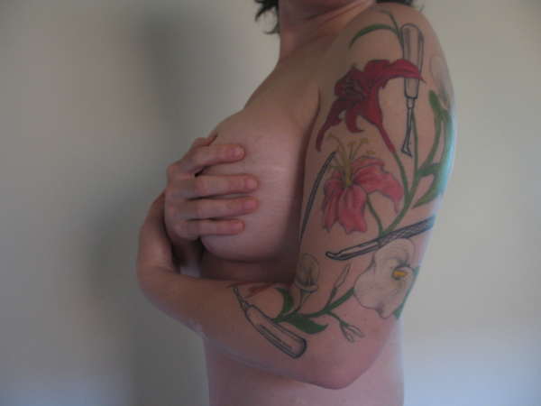dental tools and flowers tattoo