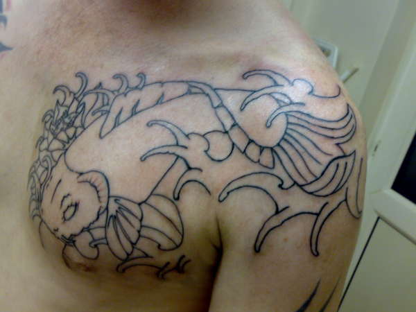 koi chest piece tattoo