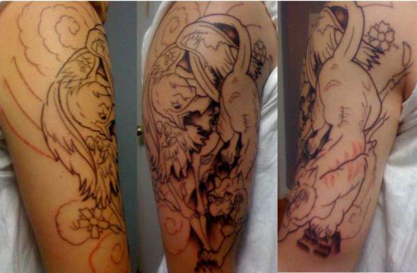 white tiger, eagle tattoo
