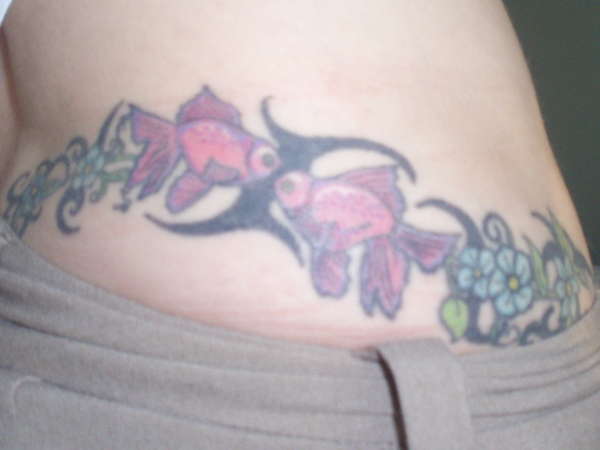 flowers & fish tattoo