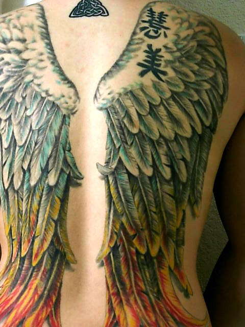Burning angel tattoo