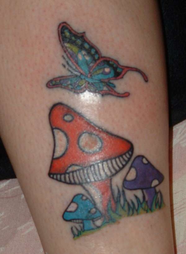 buterfly and Mushrooms tattoo