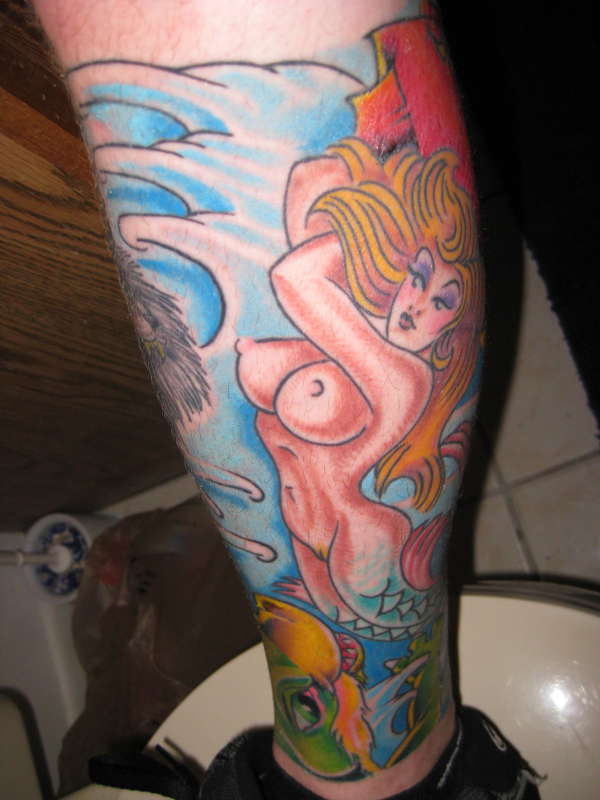 Mermaid and Porpoise tattoo