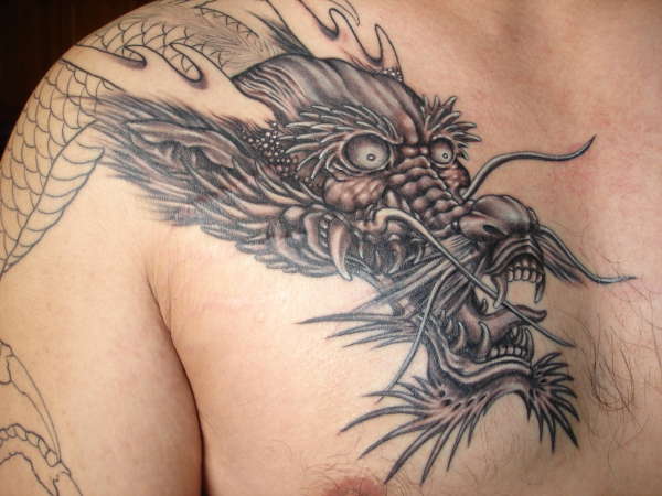 Oriental Dragon Head Shot tattoo