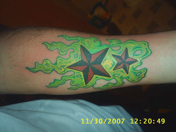 Stars and Flames tattoo