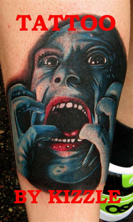 Scaryblueguyfacething tattoo