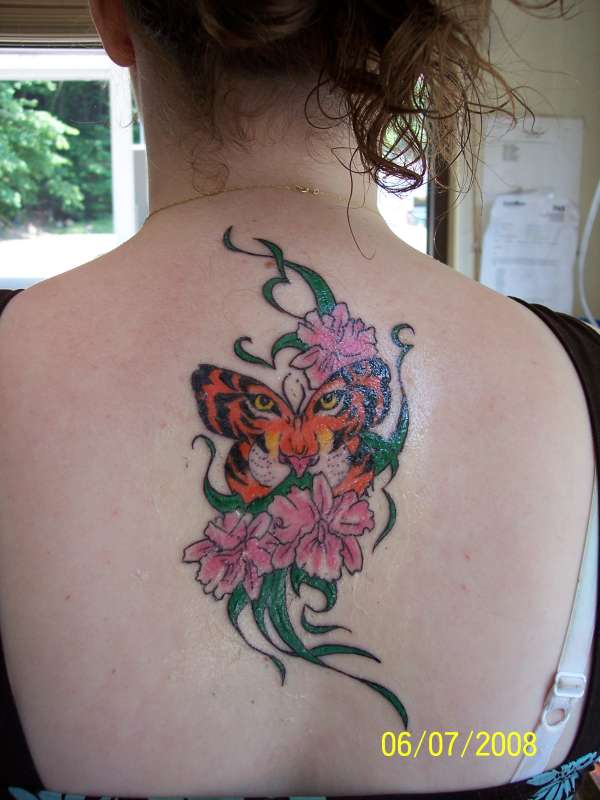 "Tigerfly and Orchids" tattoo